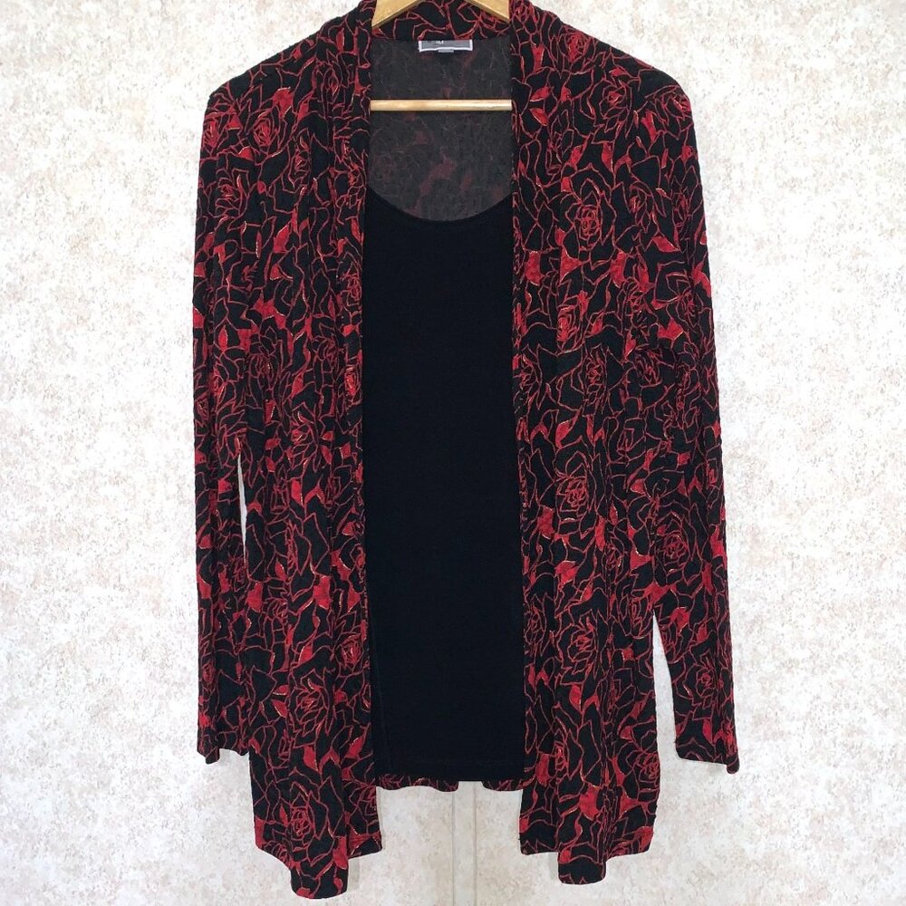JM Collection Woman Red Black Floral One Piece Size OX‎